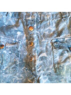 True Vintage Shorts 23" 23W 70's Zoo Print Animals Soft Denim Cutoff Snap Button